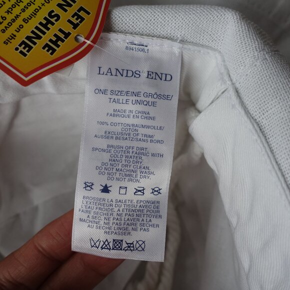 Lands End cotton fabric white sun hat - Picture 4 of 13